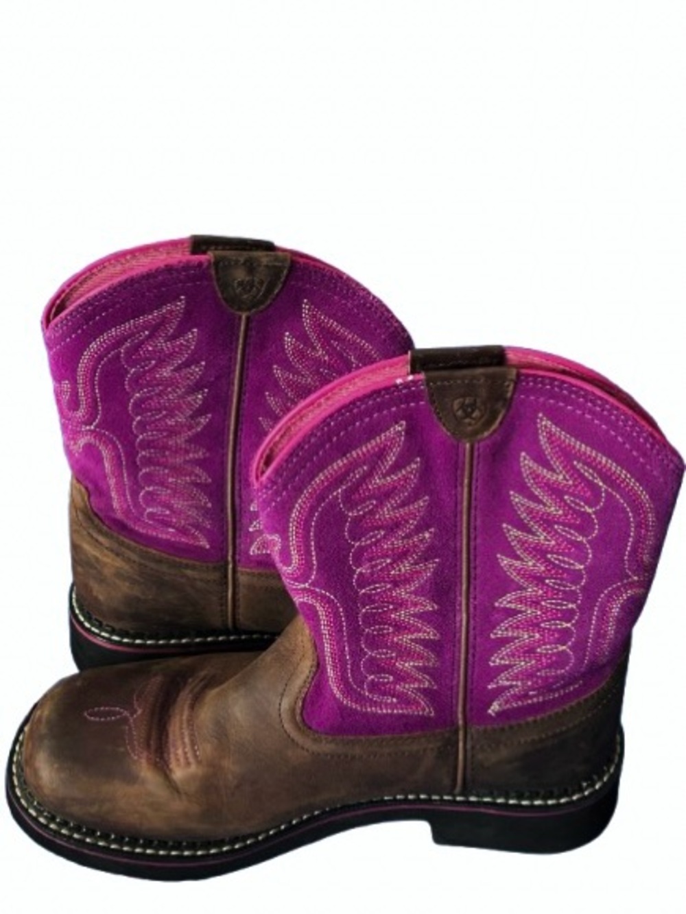 5.5 ARIAT 4LR Purple Pink Brown Cowgirl Cowboy Boots Leather Women Western